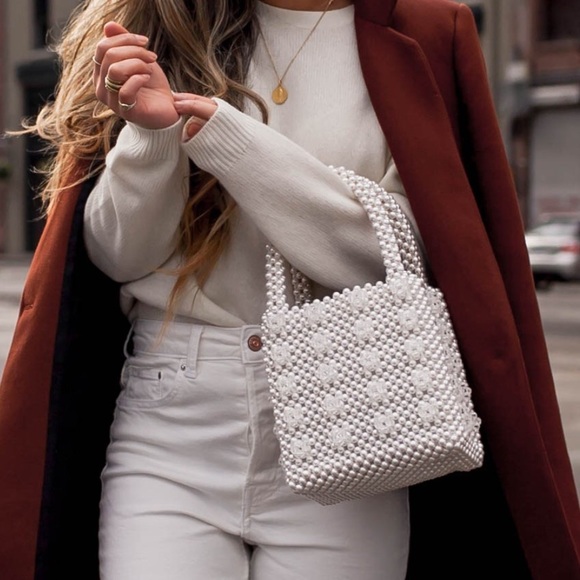 Ivory Faux Pearl Bead Bag - Picture 3 of 8